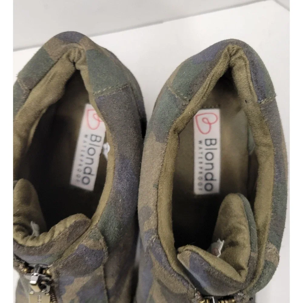 Blondo‎ Glenda  Waterproof Camo Zip Up Ankle Booties Comfortable Shoes comfort